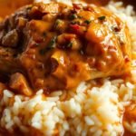 smothered chicken with rice