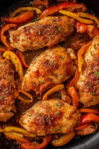 Taco seasoned one pan chicken tenderloin recipe with bell peppers