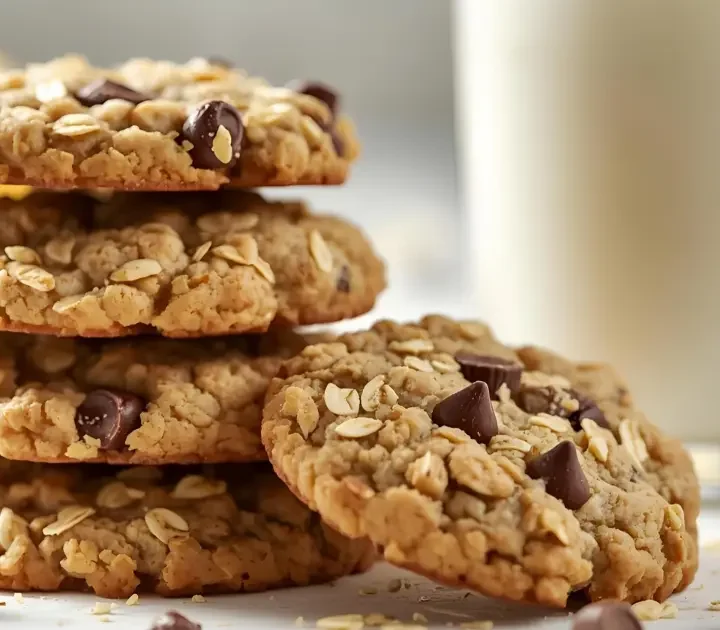 Stack of healthy, nut-free oatmeal banana cookies for school lunch (School Lunch Cookies)