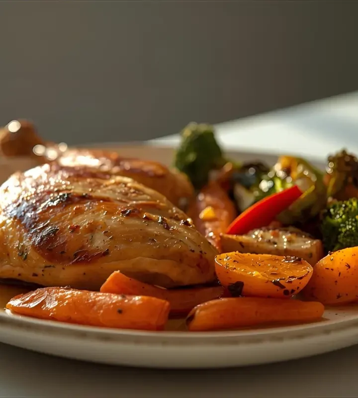asy make ahead dinner with roasted chicken and vegetables on plate