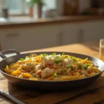 One-pan creamy chicken and vegetable pasta for busy moms, ready in 30 minutes