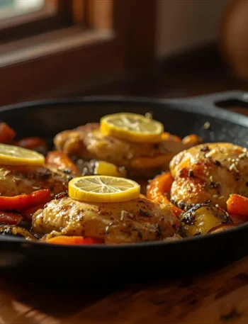 Simple one-pan lemon herb chicken and vegetables – easy dinner with few ingredients.